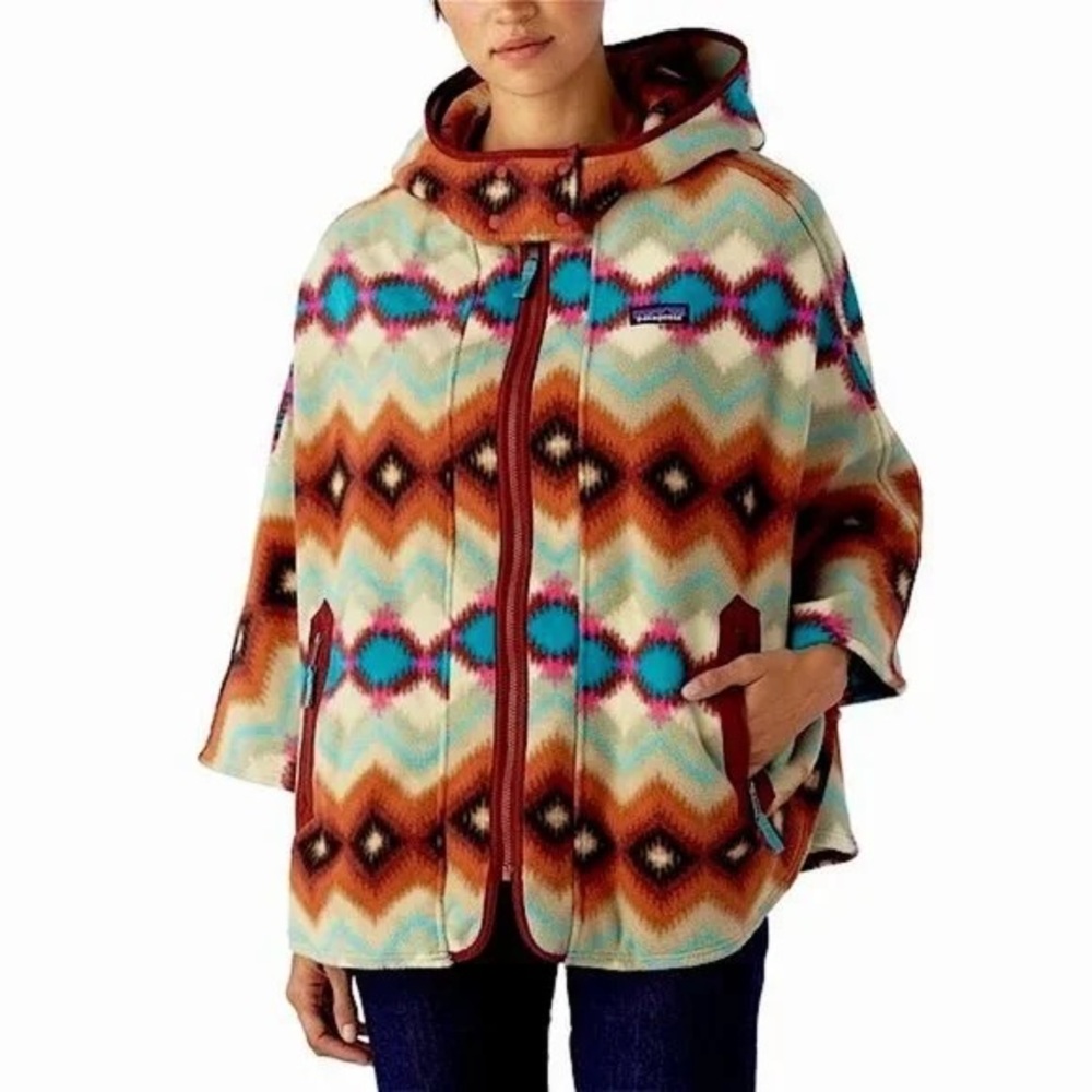 Patagonia Lightweight Synchilla Fleece Poncho Cape Timber Twist large